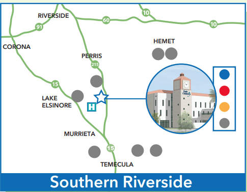 Map of Southern Riverside Children's Hospitals